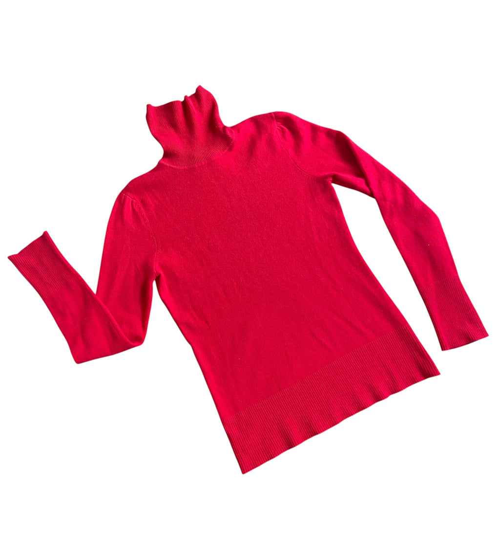 Red Cashmere Turtleneck Sweater — Victor Alfaro